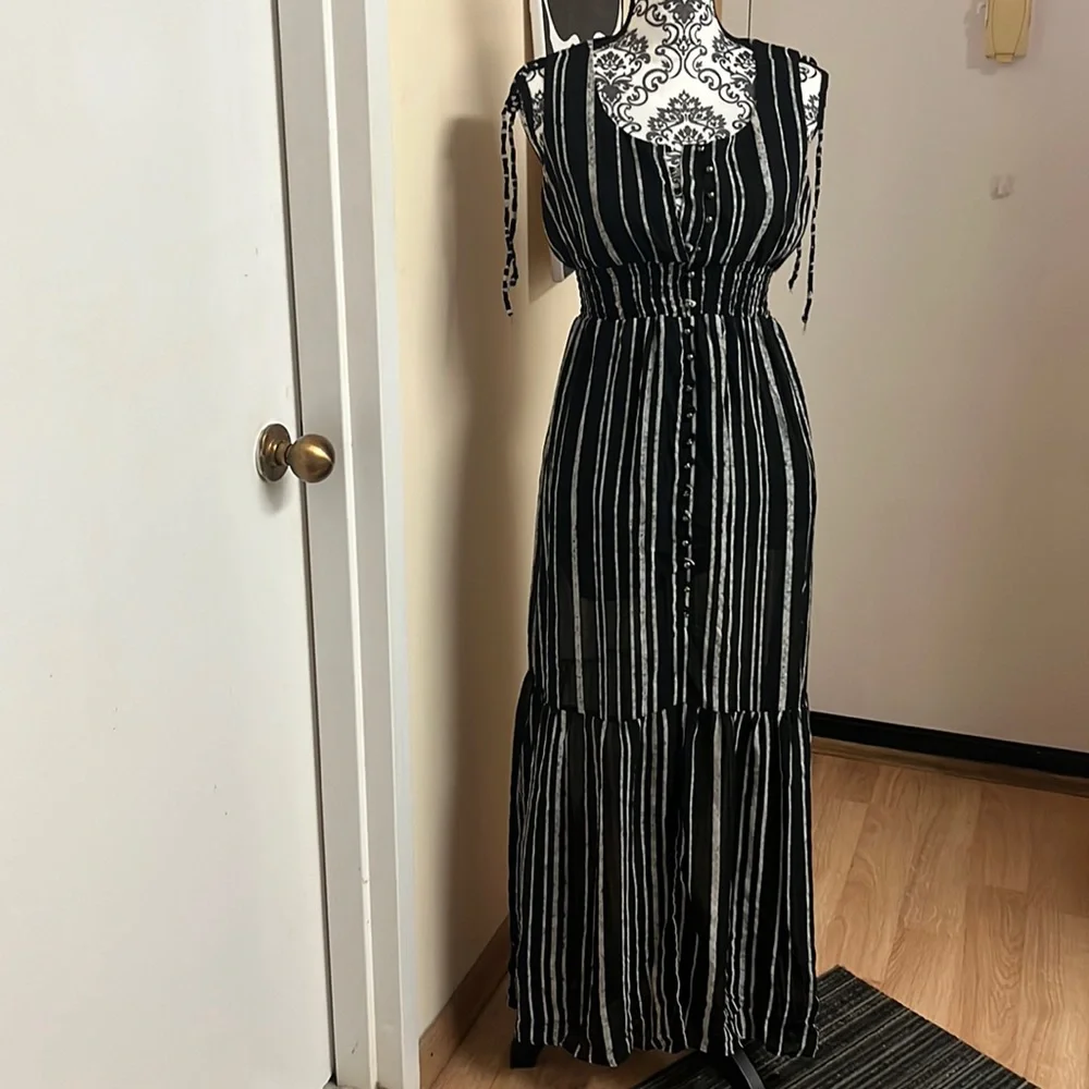 Striped dress black and grey size S. - Picture 1 of 6